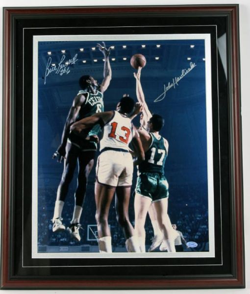 Bill Russell & John Havlicek Signed 16"x20" Photo Framed Display (PSA/DNA)