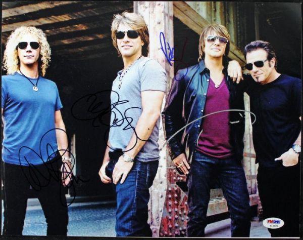 Bon Jovi Group Signed 11"x14" Color Photo (4 Sigs)(PSA/DNA)