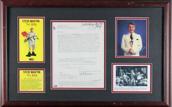 Steve Martin Signed SNL Document in Custom Display (PSA/DNA)