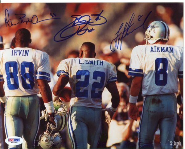 Dallas Dynasty: Aikman, Smith & Irvin Signed 8" x 10" Color Photo (PSA/DNA)