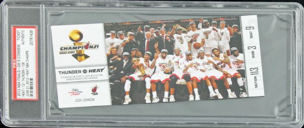 Miami Heat 2012 NBA Finals Commemorative Game 5 Winning Ticket