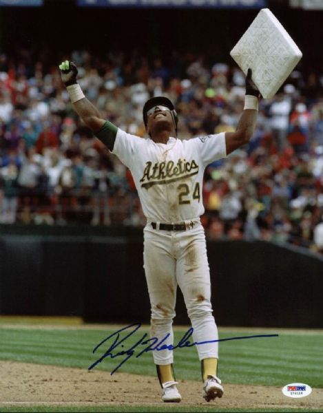 Rickey Henderson Signed 11" x 14" Photo (PSA/DNA)