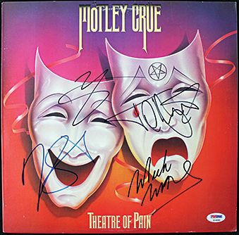 Motley Crue Group Signed "Theatre of Pain" Album Cover w/ Vinyl (4 Sigs)(PSA/DNA)