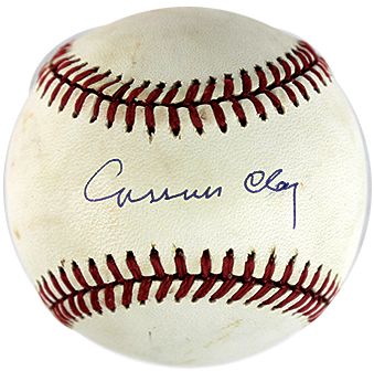 Cassius Clay Signed OAL Brown Baseball (PSA/DNA)