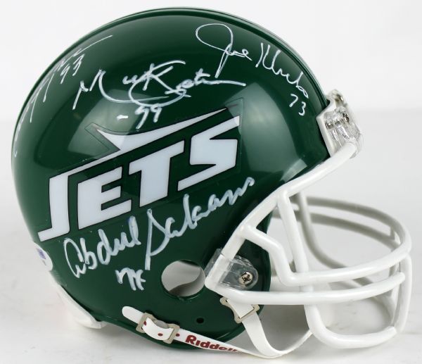 New York Jets "New York Sack Exchange" Signed Mini Helmet - Gastineau & others! (PSA/DNA)