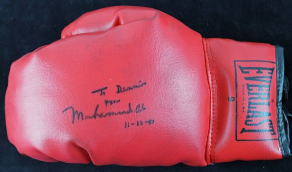Muhammad Ali Signed Boxing Glove Signed for Dennis Rodman! (ex. Rodman Collection)(JSA & Rodman))