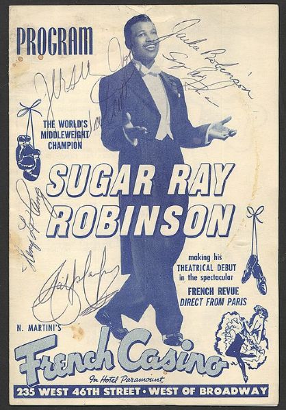 Jackie Robinson & Sugar Ray Robinson Rare Signed Show Program 