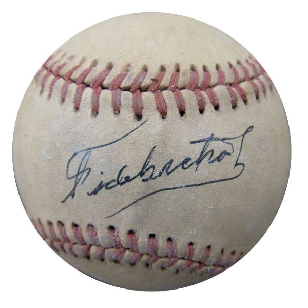Fidel Castro SCARCE Vintage Signed Cuban Baseball (JSA)