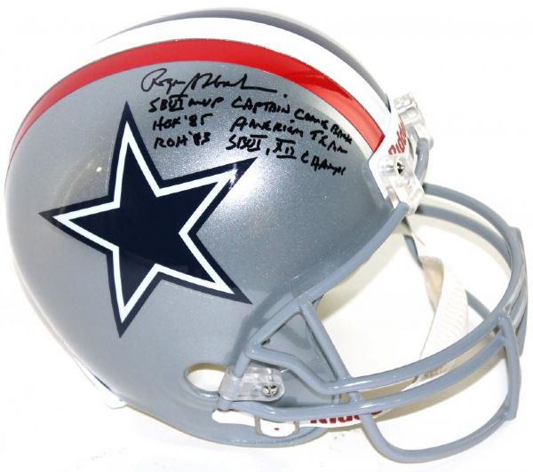 Roger Staubach Signed Full Size Replica Helmet with Inscriptions (PSA/DNA)