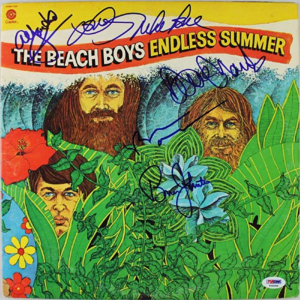 The Beach Boys (5) Signed "Endless Summer" Album Cover (PSA/DNA)