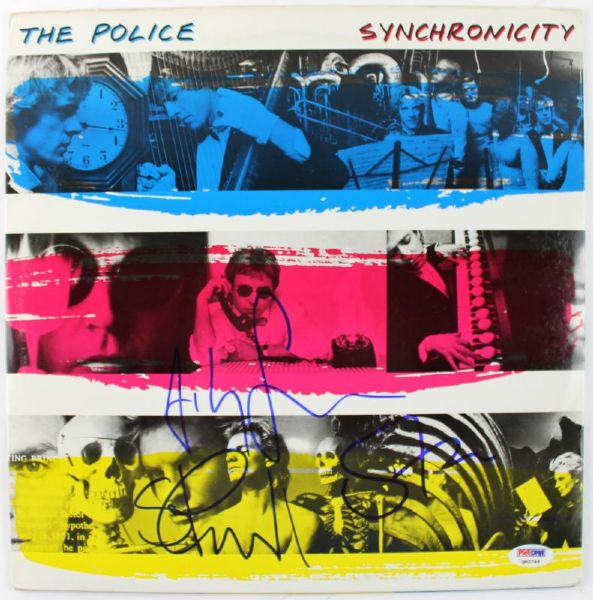 The Police (3) Sting, Copeland & Summers Signed "Synchronicity" Album Cover w/ Vinyl (PSA/DNA)