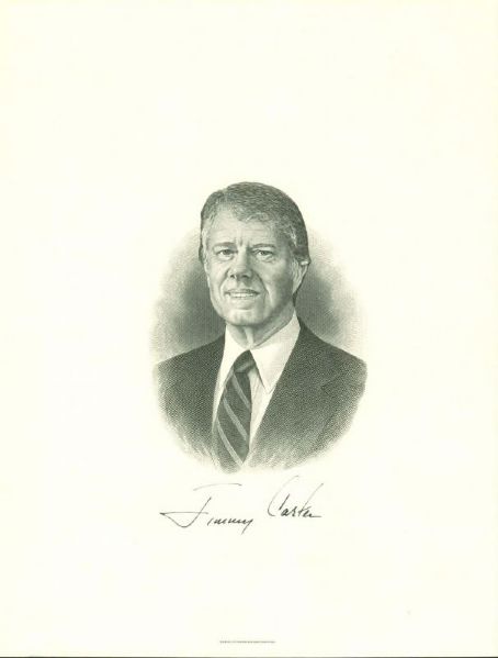President Jimmy Carter Signed 8x12 Beautifully Detailed Engraved Portrait (PSA/DNA)