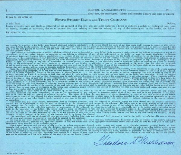 Ted Williams Full Name Signed Vintage 7.5" x 8.5" Banking Document (PSA/DNA)