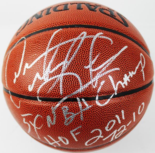 Dennis Rodman Signed "5x NBA Champ, HOF 2011, 72-10" Spalding I/O NBA Basketball (PSA/DNA)