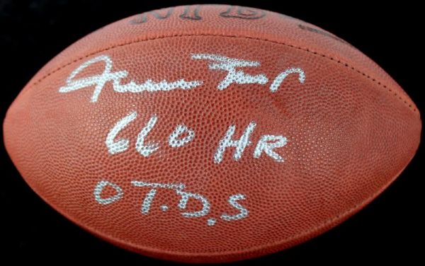 Willie Mays Funny Inscription "660 HR, 0 TDs" Signed Wilson NFL Football (JSA)