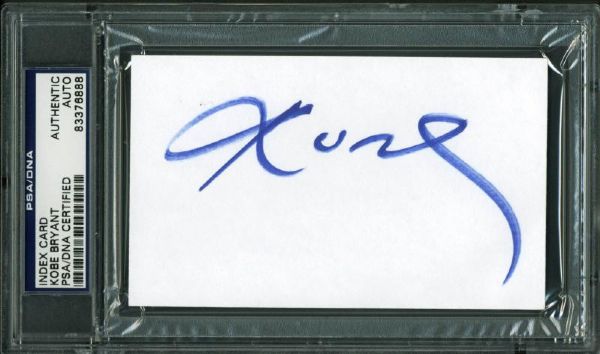 Kobe Bryant Signed 3" x 5" Index Card (PSA/DNA Encapsulated)