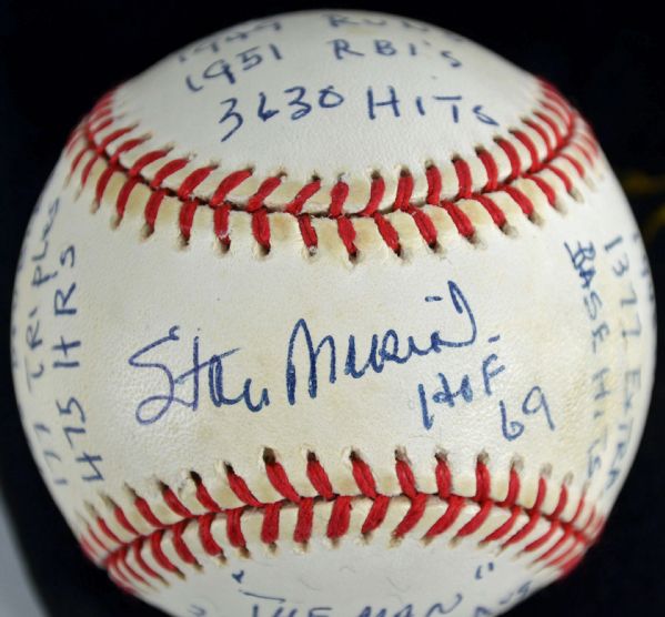 Stan Musial Career Stats Signed Baseball #308/1000 (Hologram & PSA/DNA)
