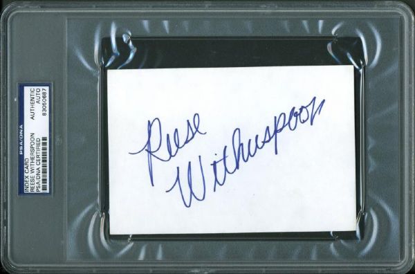 Reese Witherspoon Magnificent Signed 4" x 6" Index Card (PSA/DNA Encapsulated)
