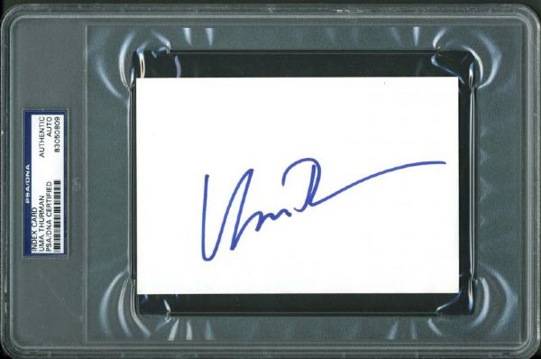 Uma Thurman Signed 4" x 6" Index Card (PSA/DNA Encapsulated)