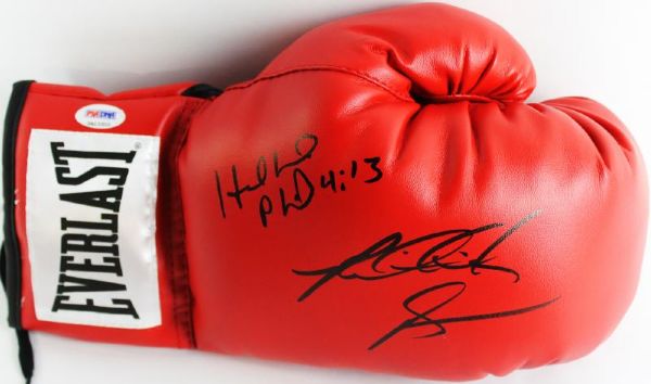 Evander Holyfield & Riddick Bowe Dual Signed Everlast Boxing Glove (PSA/DNA ITP)