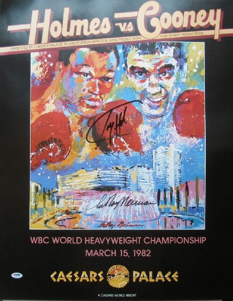 LeRoy Neiman & Larry Holmes Dual Signed 22" x 28" "Holmes vs. Cooney" Fight Poster (PSA/DNA)