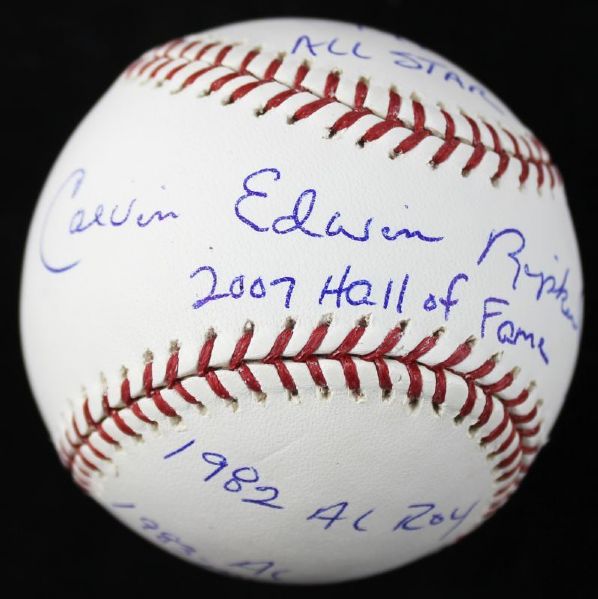 Cal Ripken Jr. Signed OML Baseball with RARE Full Name Autograph & 5 Career Stats (PSA/DNA)