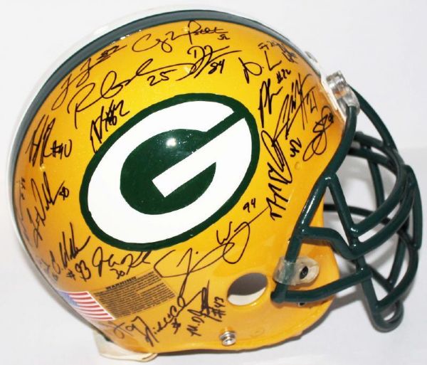 2011-12 Green Bay Packers Team Signed Proline Full Sized Helmet w/44 Signatures incl. Rodgers, Raji, Jennings, etc. (PSA/DNA)