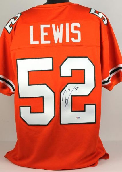 Ray Lewis Signed Miami Hurricanes College Style Football Jersey (PSA/DNA)