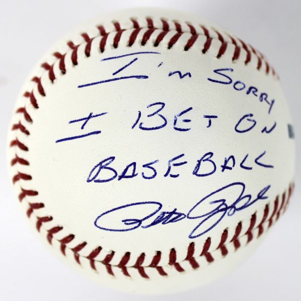 Pete Rose Signed "Im Sorry I Bet on Baseball" OML Selig Baseball (PSA/DNA)