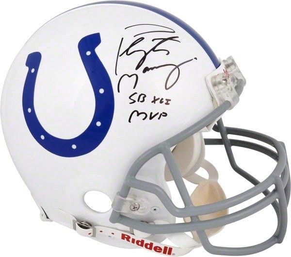 Peyton Manning Signed Colts Full Sized Helmet with "SB XLI MVP" Inscription (Steiner)