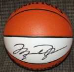 Michael Jordan, Larry Bird & Magic Johnson Signed Spalding NBA White Panel Basketball (Bird Hologram, UDA & PSA/DNA)