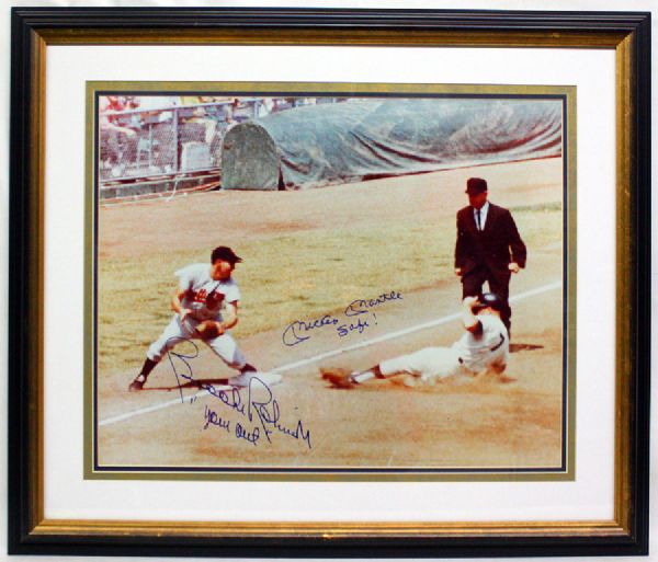 Incredible Graded 10 Mickey Mantle & Brooks Robinson Signed 16" x 20" Color Photo (PSA/DNA Graded 10)