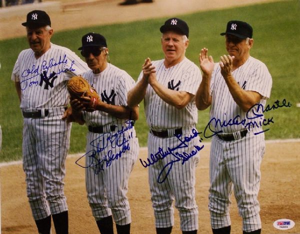Yankees Legends Signed 11" x 14" Color Photo w/ Mantle, Rizzuto, Ford & Henrich (PSA/DNA) 