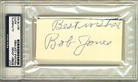 Bobby Jones Signed Index Card (PSA/DNA Encapsulated)