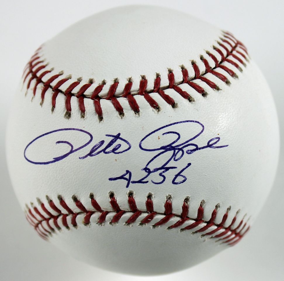 Lot Detail Pete Rose Graded 9.5 Signed OML Baseball w/ "4256