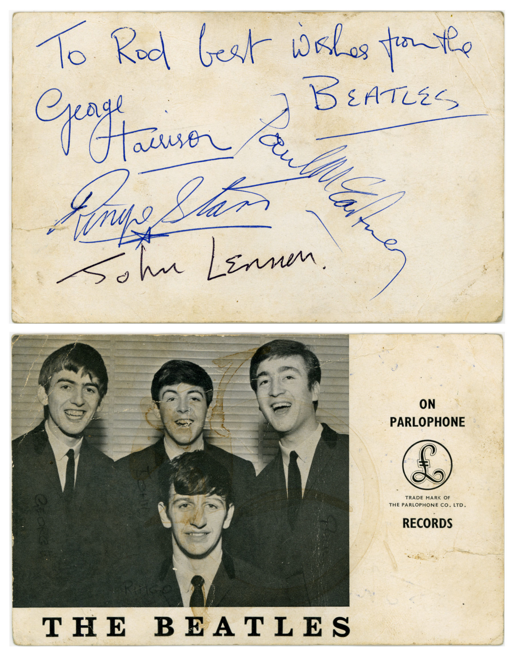 Lot Detail - The Beatles Rare Early Group Signed 5.75