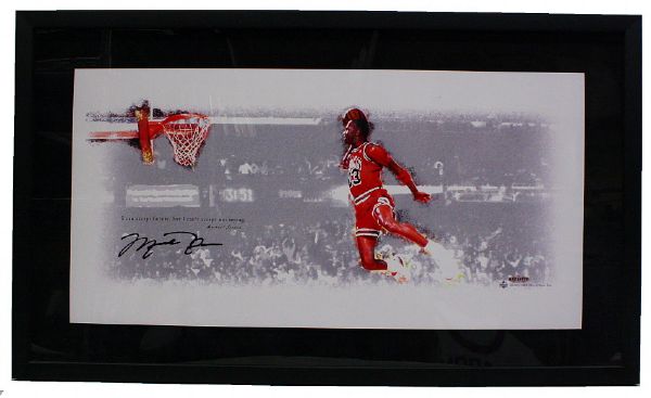 Michael Jordan Signed 24" x 12" Slam Dunk Print in Framed Display (UDA)