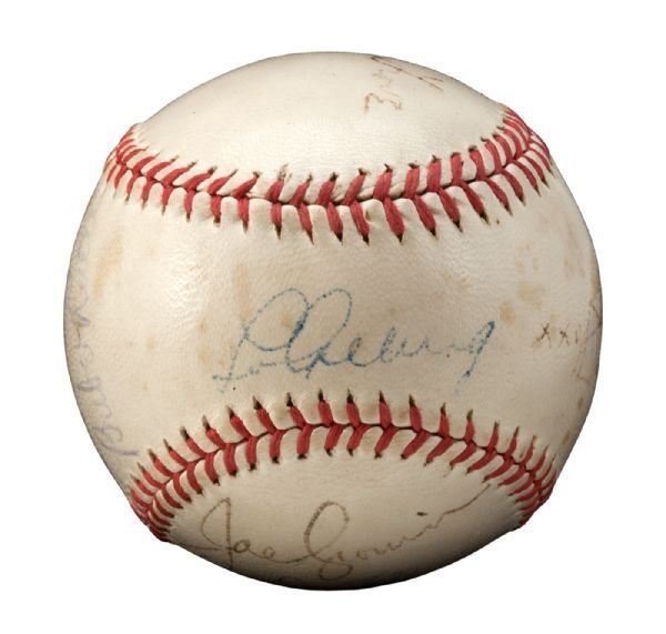 Babe Ruth, Lou Gehrig & Other HOF and Yankee Greats Signed Baseball c.1936 w/Rare Gehrig Sweet-Spot Autograph! (JSA)