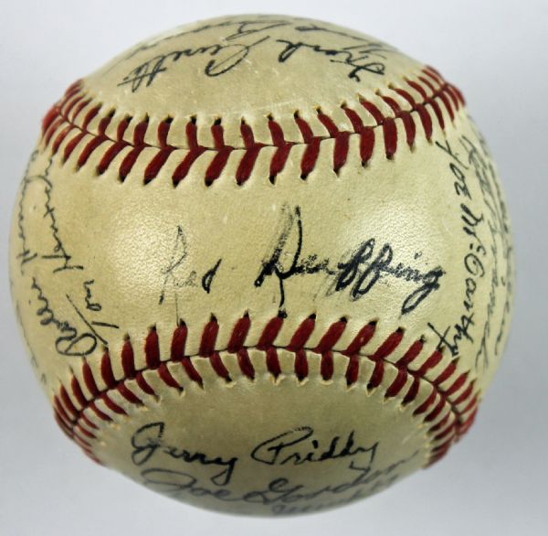 1942 NY Yankees (WS Champs) Team Signed OAL Baseball w/DiMaggio, etc. (24+ Sigs)(JSA)