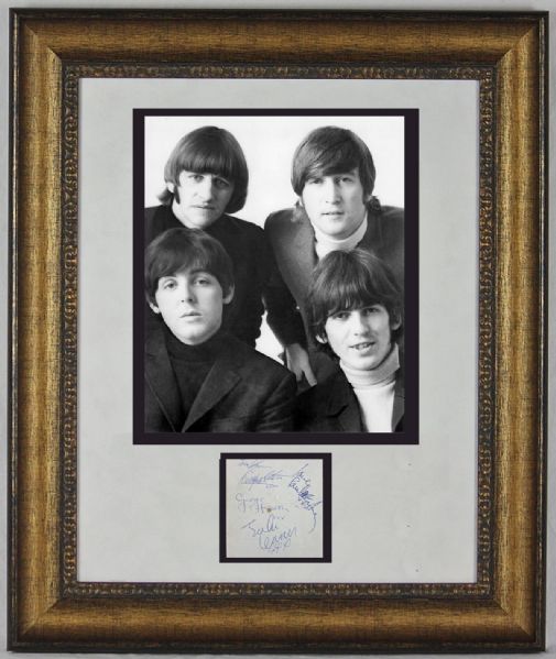 The Beatles Group Signed Album Page in Custom Framed Display (Epperson/REAL & PSA/DNA)