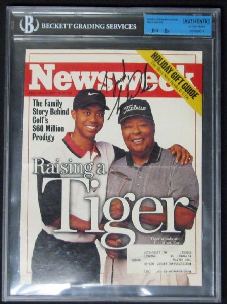 Tiger Woods Early Signed December 1996 Newsweek Magazine (JSA Encapsulated)