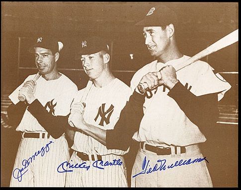 Mantle, DiMaggio & Williams Rare Signed 11" x 14" Large Format Photograph (PSA/DNA)