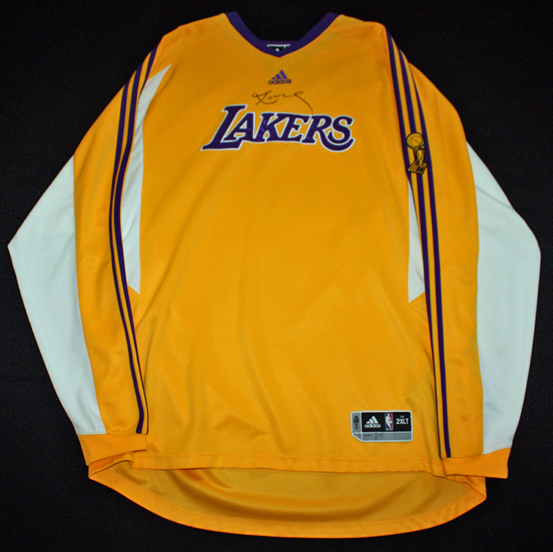 Lot Detail - Kobe Bryant Signed & Worn LA Lakers Warm-Up Shirt