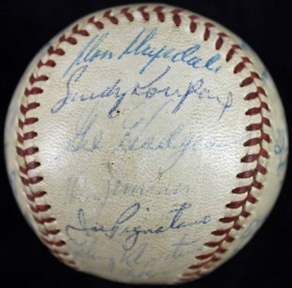 1959 L.A. Dodgers Team Signed ONL Baseball w/26 Sigs Incl. Koufax, Hodges, etc. (PSA/DNA)