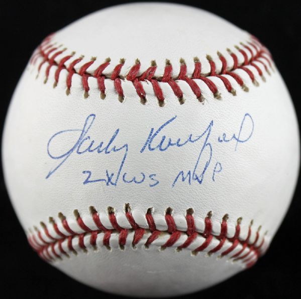 Sandy Koufax Signed OML Baseball with "2x WS MVP" Inscription (Steiner)