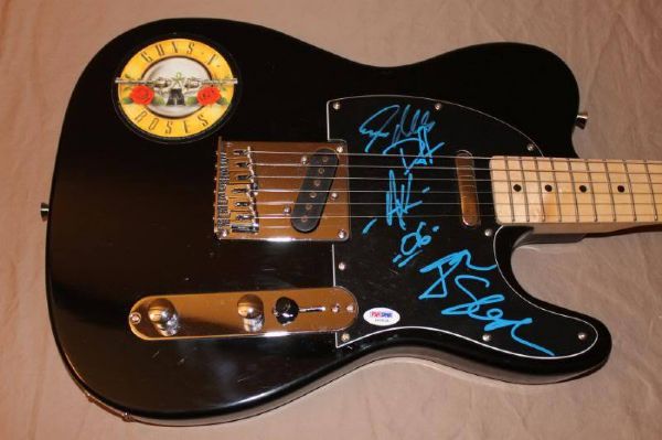 Guns N Roses Group Signed Telecaster Style Electric Guitar w/Band Decal (Original Lineup!)(PSA/DNA)