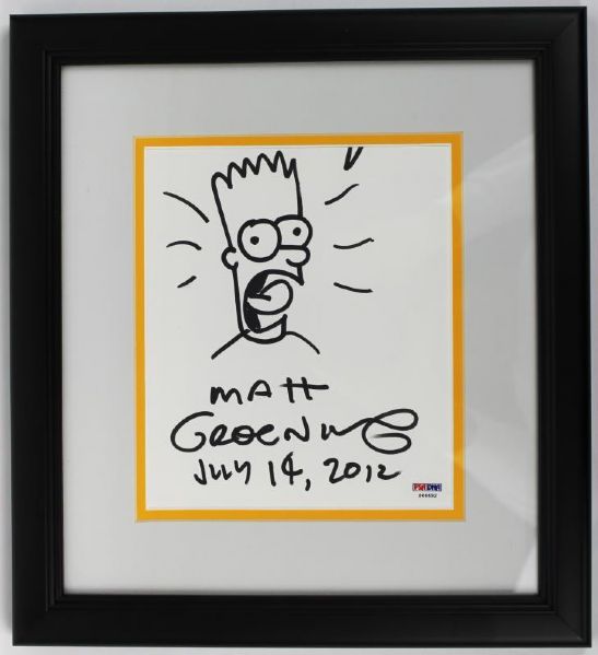 The Simpsons: Matt Groening Hand Drawn & Signed Bart Sketch on 8x10 Sheet (PSA/DNA)
