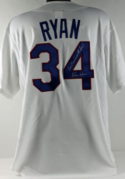 Nolan Ryan Signed Texas Rangers Jersey with "Dont Mess with Texas!" Inscription (Ryan Hologram)