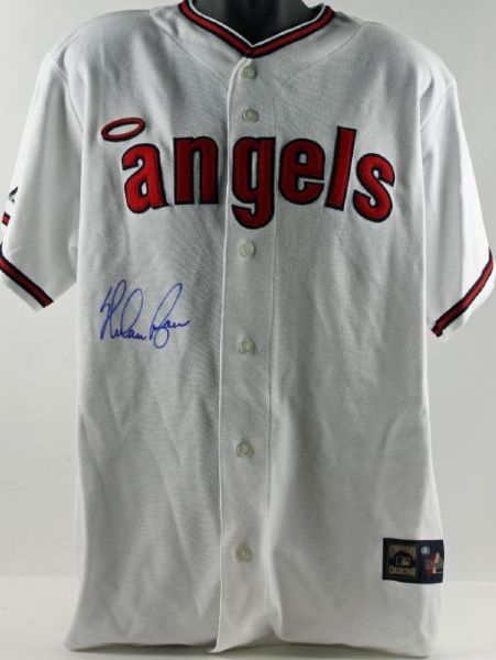 Nolan Ryan Signed California Angels Throwback Style Jersey (Ryan Hologram)