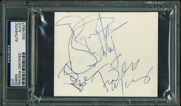 Queen Superb Group Signed Album Page (4 Sigs)(PSA/DNA Encapsulated)